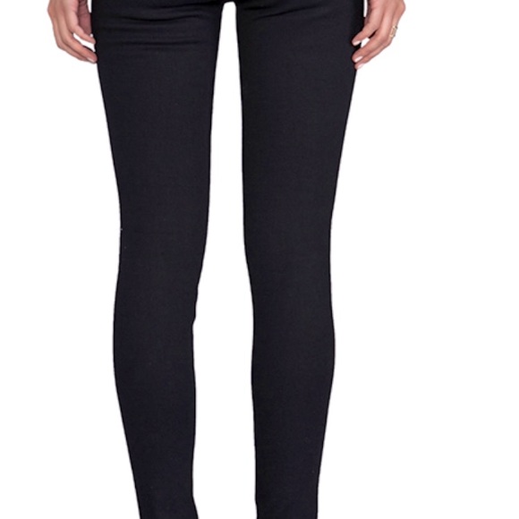 Rag & Bone Lamb Leather Trim Cotton Stretch Jeans - Picture 6 of 12